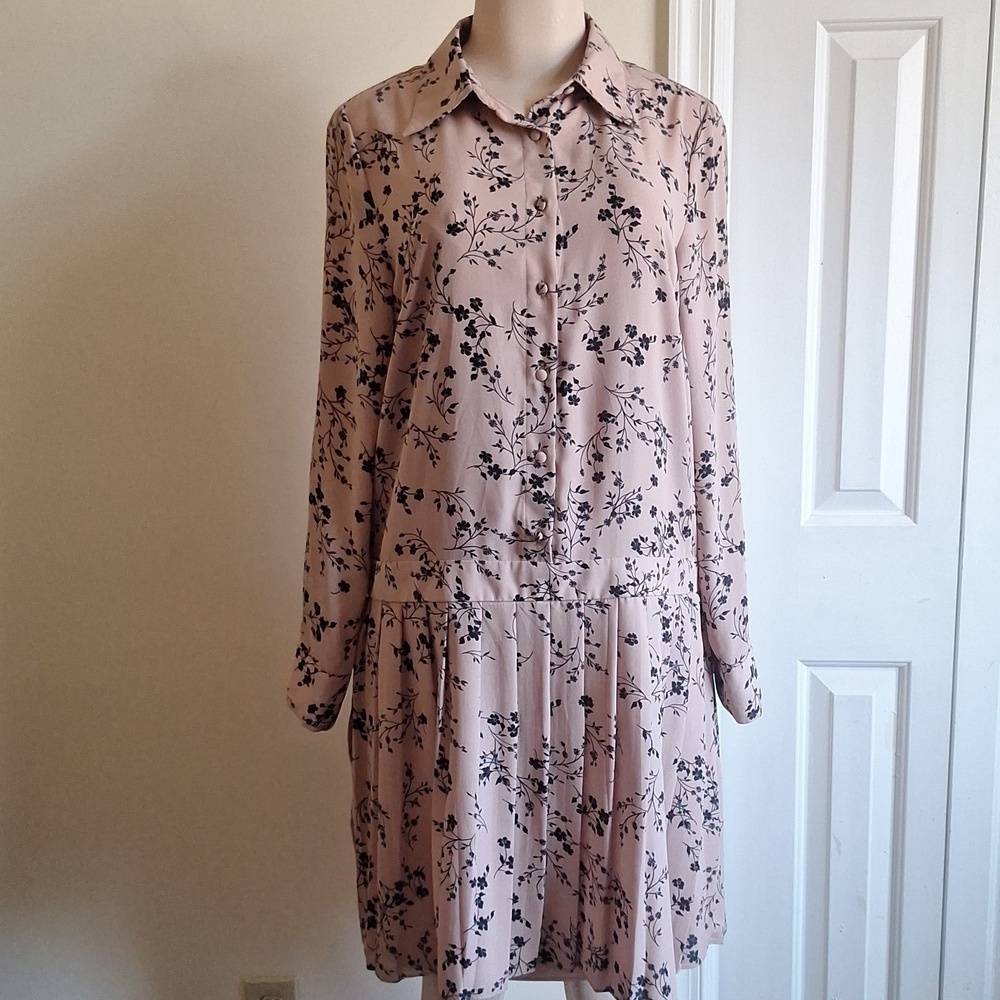 Nanette Lepore Blush Pink Floral Long Sleeve Dress – Size 8 - Picture 3 of 14
